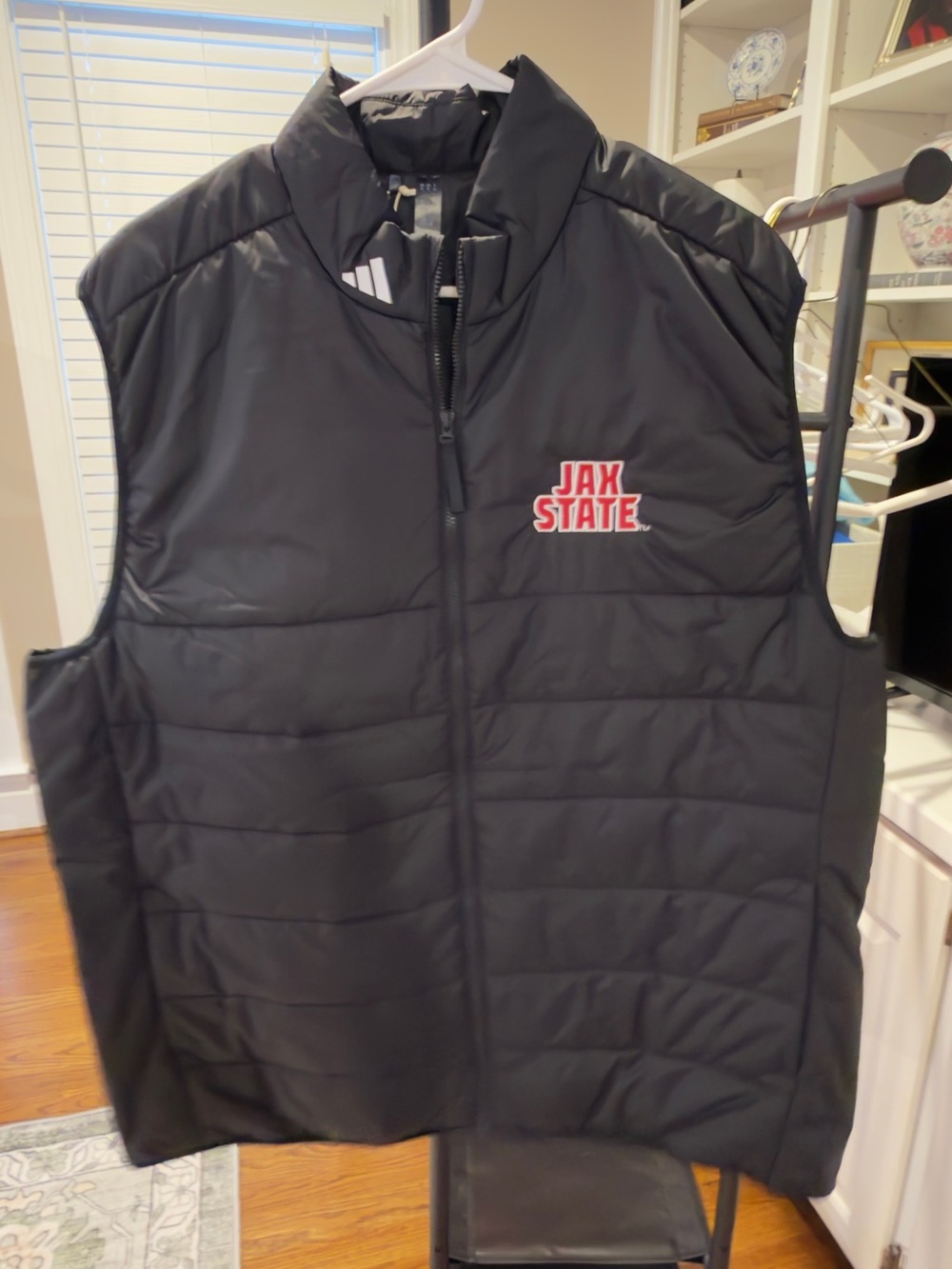 adidas Black Quilted Puffer Vest with JAX STATE Logo